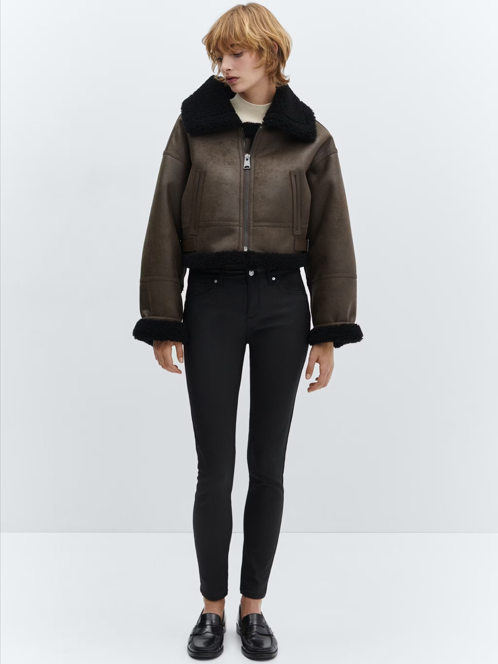 Mango Waxed push-up skinny jeans